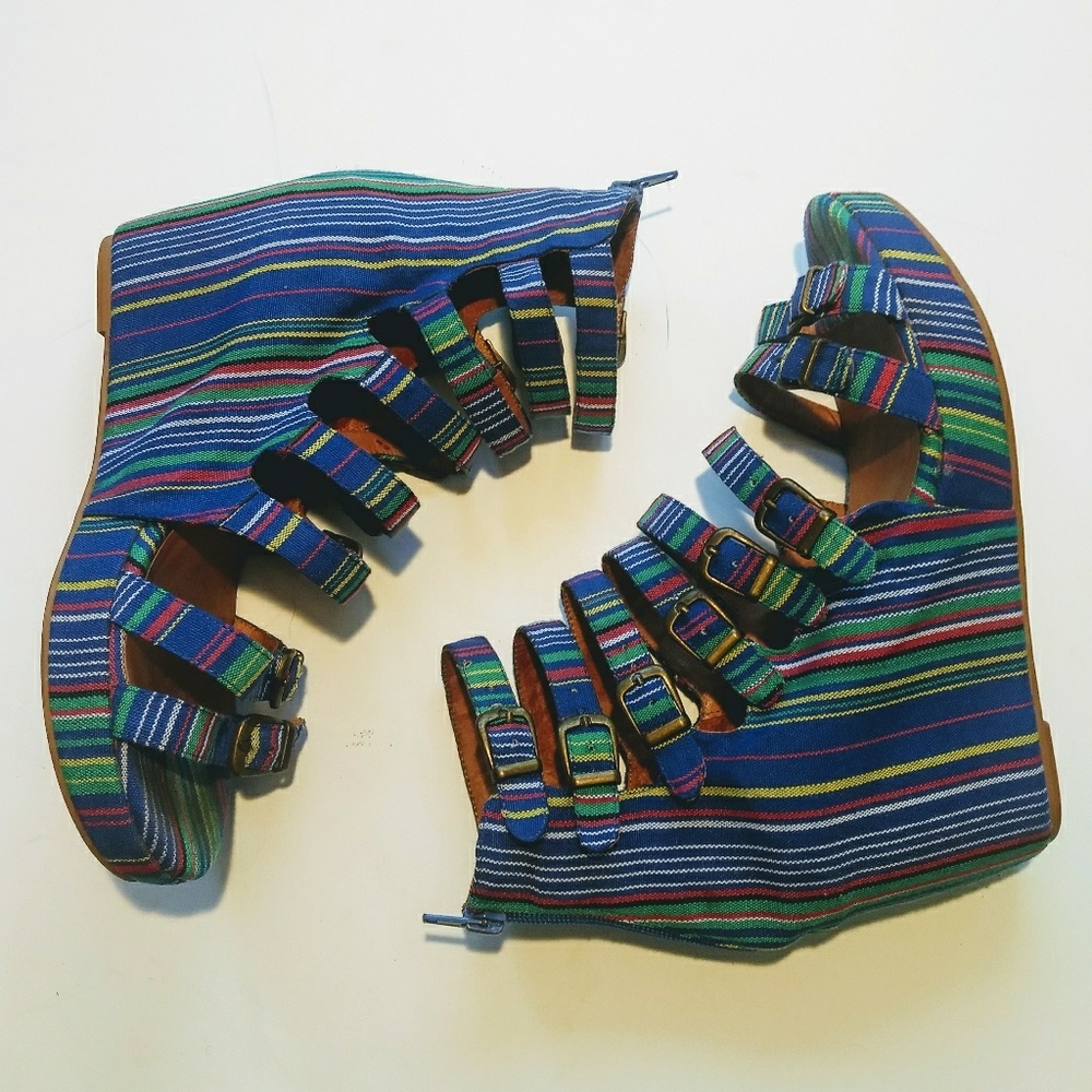 Blue wedge sandals sz10